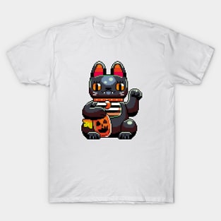 Halloween Pumpkin Lucky cat T-Shirt